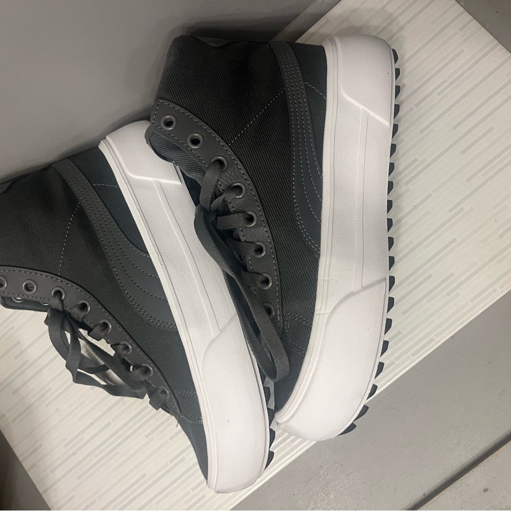 Puma Gray and White High-Top Sneakers